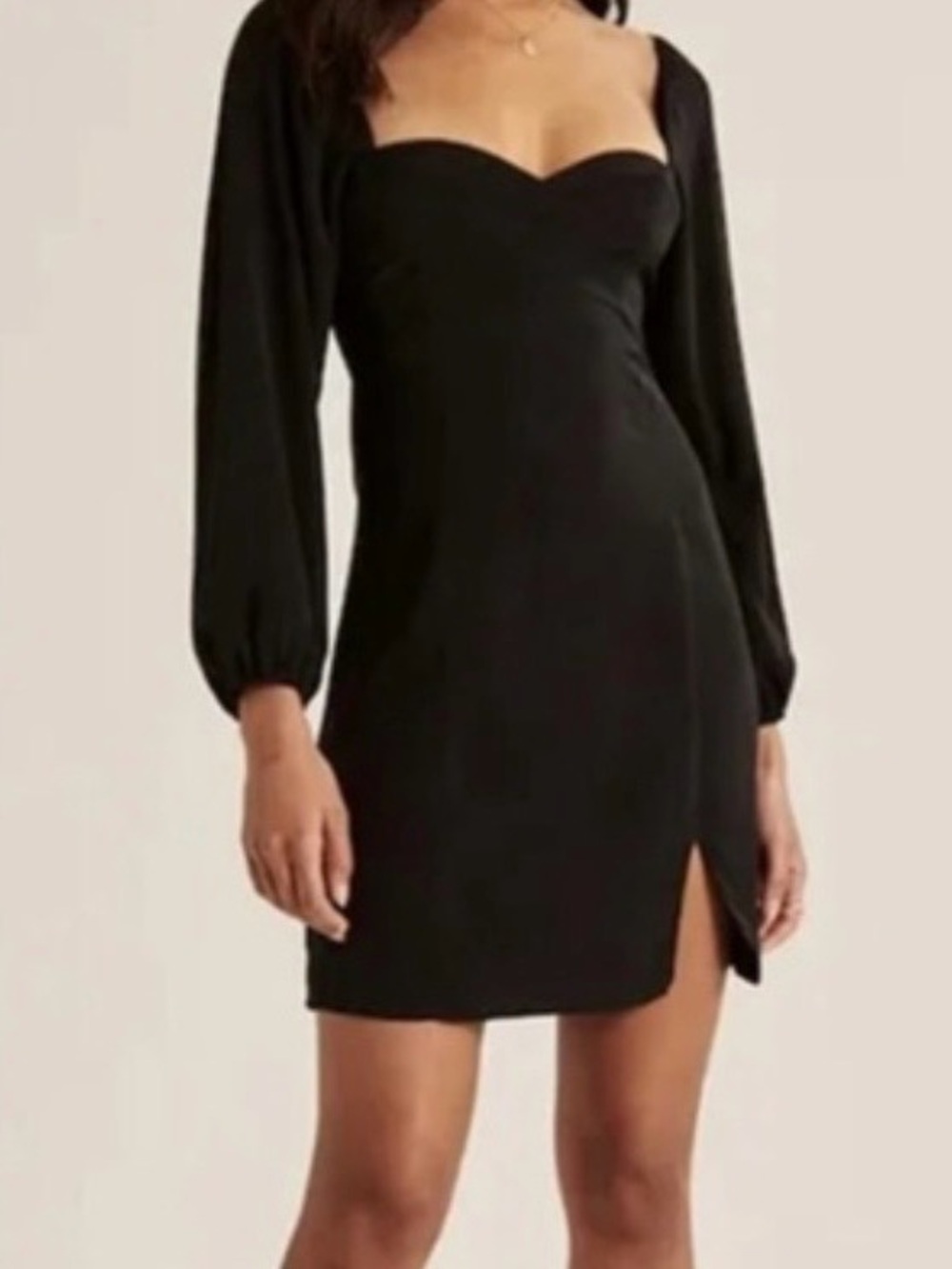 Abercrombie & Fitch Sweetheart Long-Sleeve Mini Black Dress Size Medium Petite
